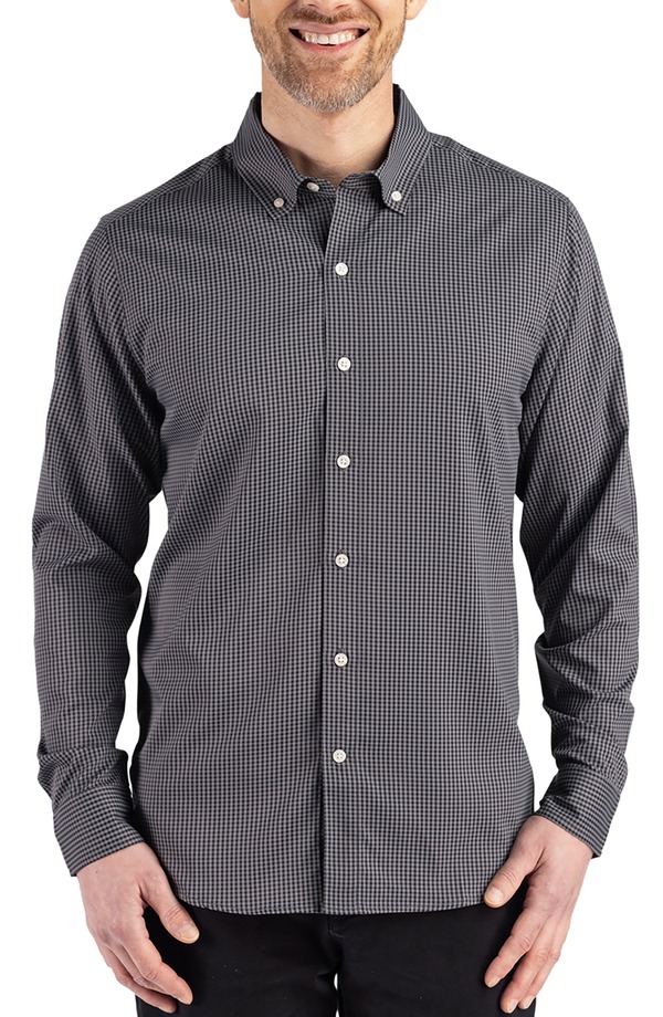 カッターアンドバック メンズ トップス シャツ ダウン Cutter & Buck Skylinepiconfidence Check Stretch Button-Down Shirt Black/Elemental Grey ブラック