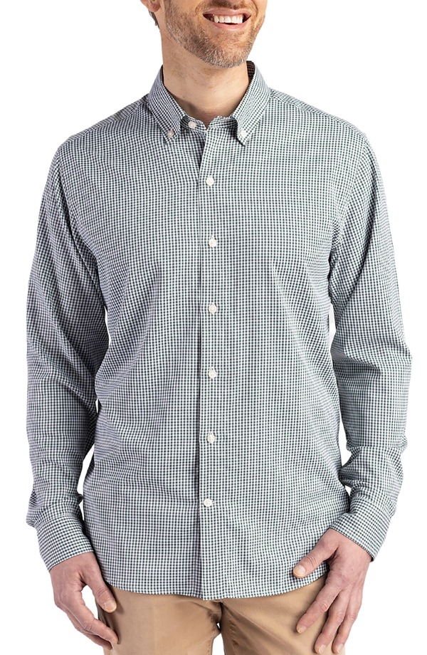 カッターアンドバック メンズ トップス シャツ ダウン Cutter & Buck Skylinepiconfidence Check Stretch Button-Down Shirt Hunter/White ホワイト