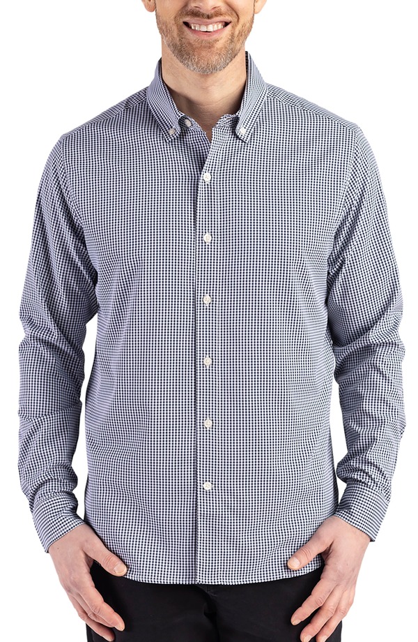 カッターアンドバック メンズ トップス シャツ ダウン Cutter & Buck Skylinepiconfidence Check Stretch Button-Down Shirt Navy Blue/White ホワイト