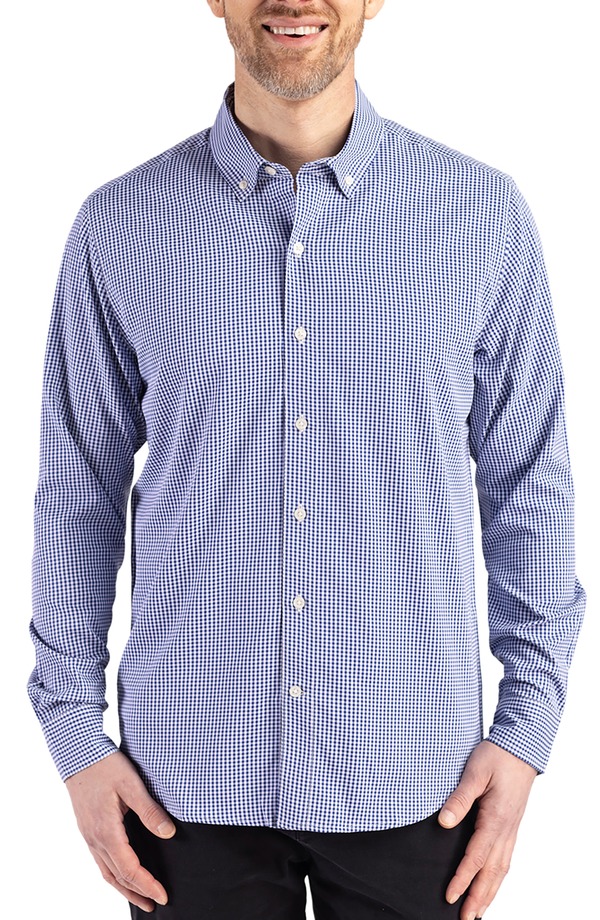 カッターアンドバック メンズ トップス シャツ ダウン Cutter & Buck Skylinepiconfidence Check Stretch Button-Down Shirtour Blue/White ホワイト