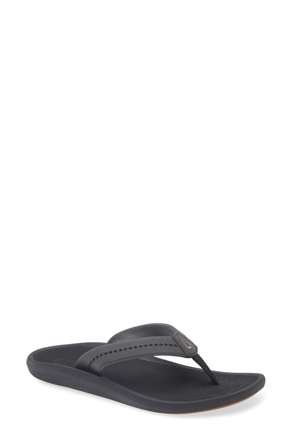 オルカイ レディース シューズ サンダル OluKai Ulele Wateresistant Flip Flop Black / Black 黒いこと サンダル-靴-コンフォートサンダル
