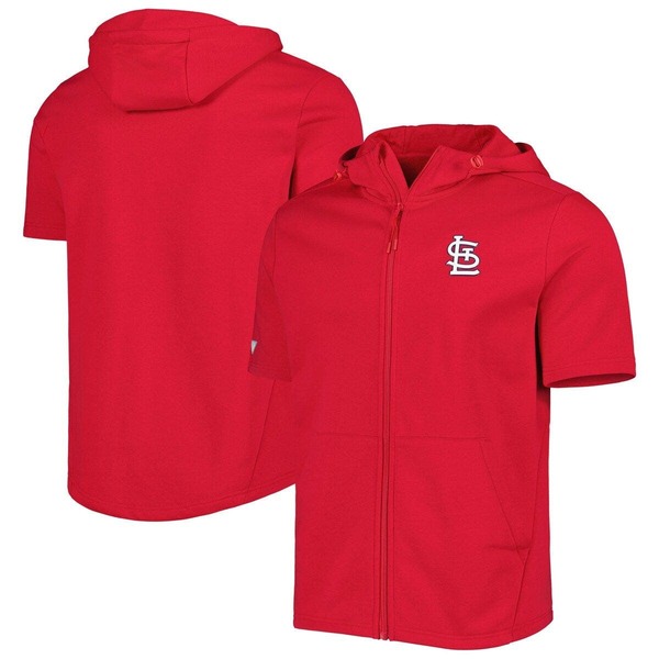 気泡管水準器御召しもの メンズ アウター パーカー・スウェット Men\u0027s Levelweared St. Louis Cardinals Recruit Full-Zip Short Sleeve Hoodie Red 赤いこと