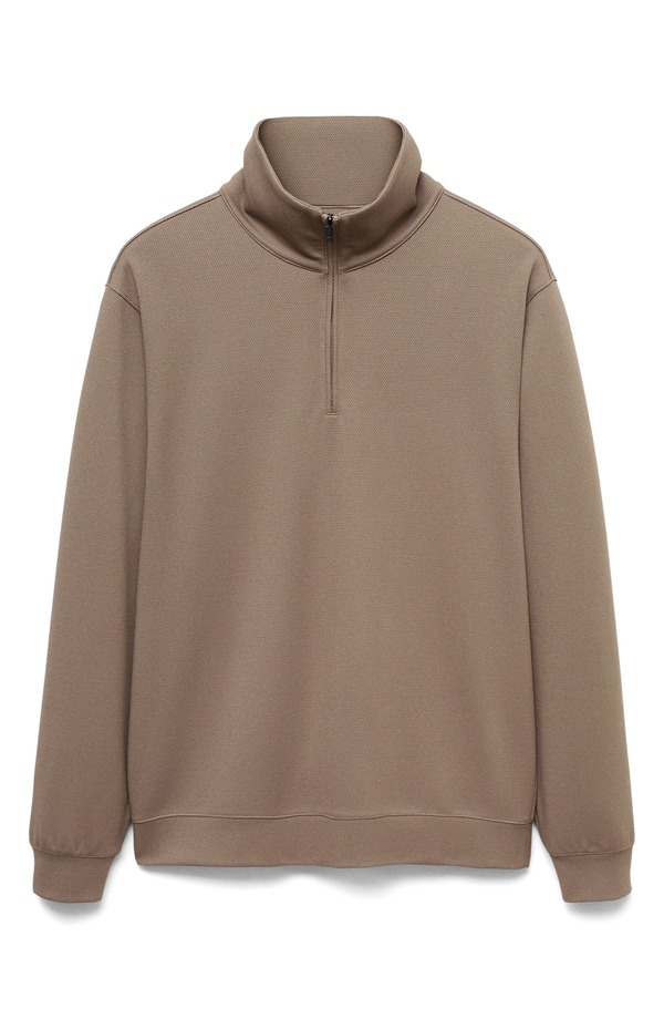 マンゴ メンズ アウター パーカー・スウェット ハーフジップ プルオーバー MANGO Antiodor Half Ziperformance Sweatshirt Mink Grey 薄墨色