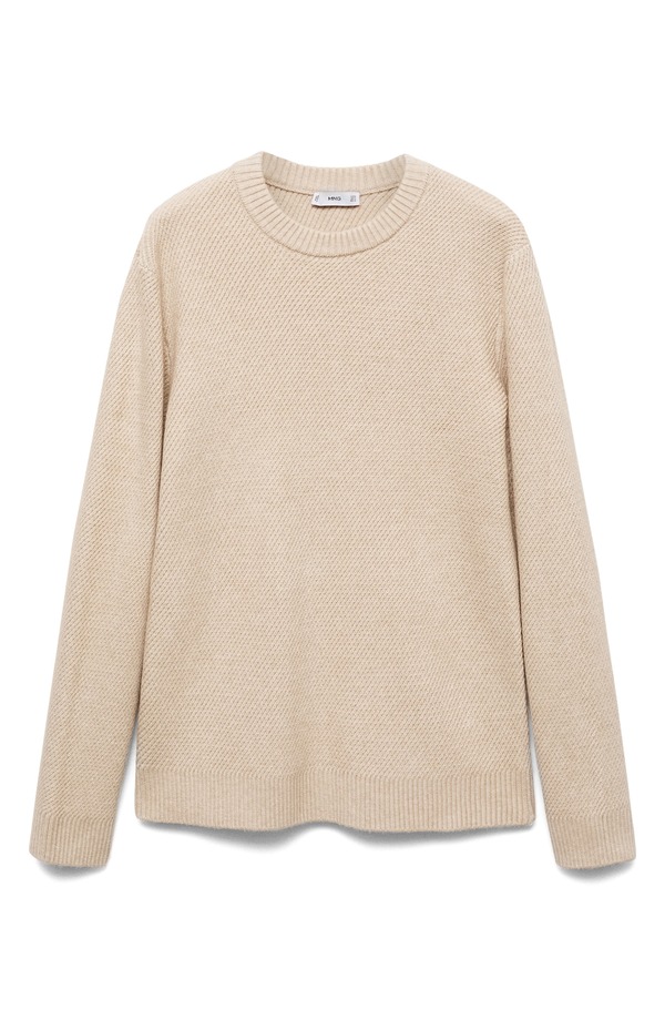 マンゴ メンズ アウター パーカー・スウェット レギュラー相応う スウェーター MANGO Regular Fit Sweater Sand 真砂