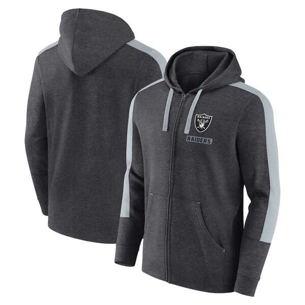 ファナティクス メンズ アウター パーカー・スウェット Men\u0027sFanatics Heather Charcoalas Vegas Raiders Gains Full-Zip Hoodie Heather Charcoal 濃灰色