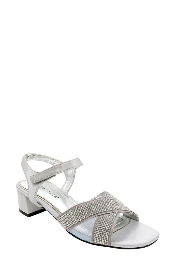 ダイビッドテイト レディース シューズ ヒール サンダル アンクル David Tate Holiday Ankle Strap Sandal Silver Satin シルバー