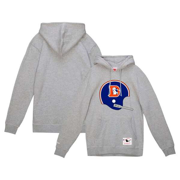 ミッチェル\u0026ネス メンズ アウター パーカー・スウェット ヴィンテージ ロゴタイプ Men\u0027s Mitchell \u0026 Ness Heather Gray Denver Broncos Helmet Logo Vintage Pullover Hoodie Heather Gray 薄墨色