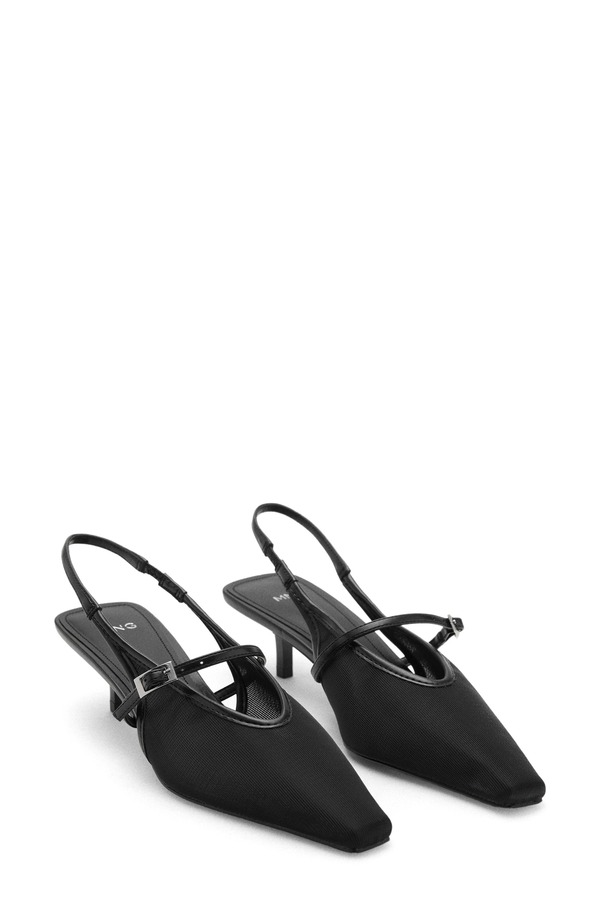 マンゴ レディース シューズ ヒール MANGO Slingback Mule Black ブラック｜ReVida 店