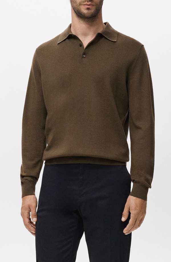 マンゴ メンズ アウター パーカー・スウェット ポロシャツ ウール セーター MANGO Wool Sweater Pololive Green グリーン