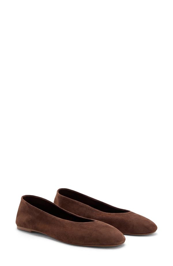 マンゴ レディース シューズ パンプス レザー MANGO Leather Ballet Flat Chocolate チョコレート｜ReVida 店
