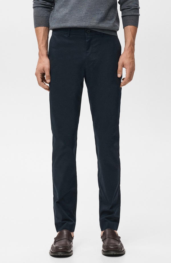 マンゴ メンズ ボトムス カジュアルパンツ スリムフィット MANGO Dublino Slim Fit Flat Front Stretch Chinos Night Blue ブルー