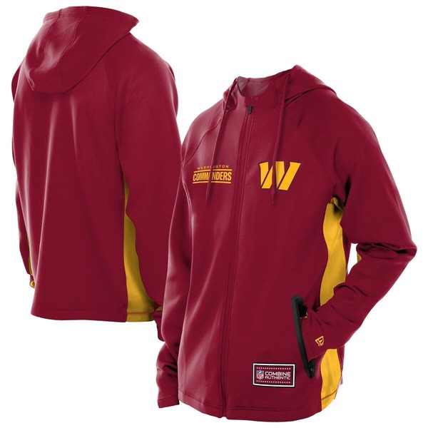 ニュー内鰓 メンズ アウター パーカー・スウェット アクアラング Men\u0027s New Era Burgundy Washington Commanders Combine Authentic Raglan Scuba Full-Zip Hoodie Burgundy バーガンディ