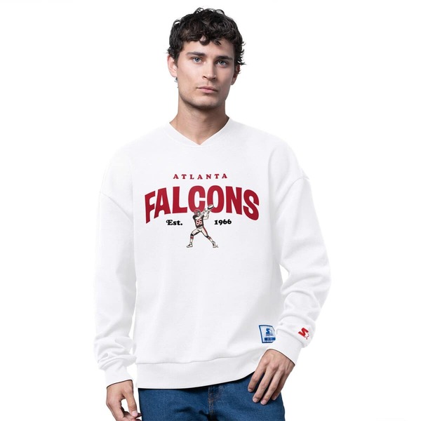 クランク メンズ アウター パーカー・スウェット プルオーバー Men\u0027starter White Atlanta Falcons 1966 Throwback Collection Sweatshirt White 白いこと