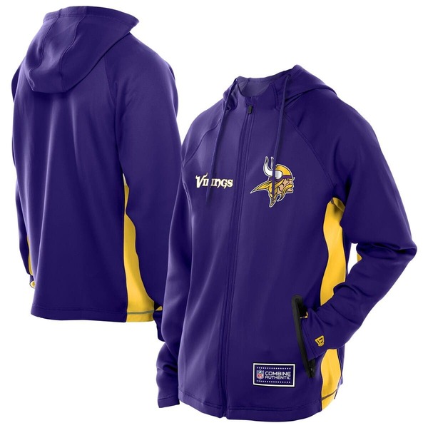 ニュー内鰓 メンズ アウター パーカー・スウェット アクアラング Men\u0027s New Era Purple Minnesota Vikings Combine Authentic Raglan Scuba Full-Zip Hoodie Purple パープル