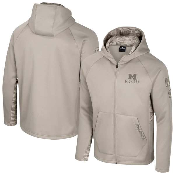 円形劇場 メンズ アウター パーカー・スウェット Men\u0027s Colosseum Oatmeal Michigan Wolverines Operation Hatrick Battalion Full-Zip Hoodie Oatmeal オートミール