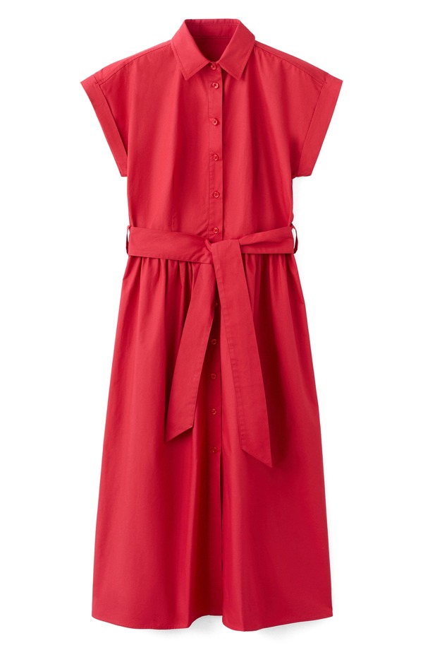 マンゴ レディース トップス ワンピース シャツ MANGO Tie Belt Shirtdress Red レッド