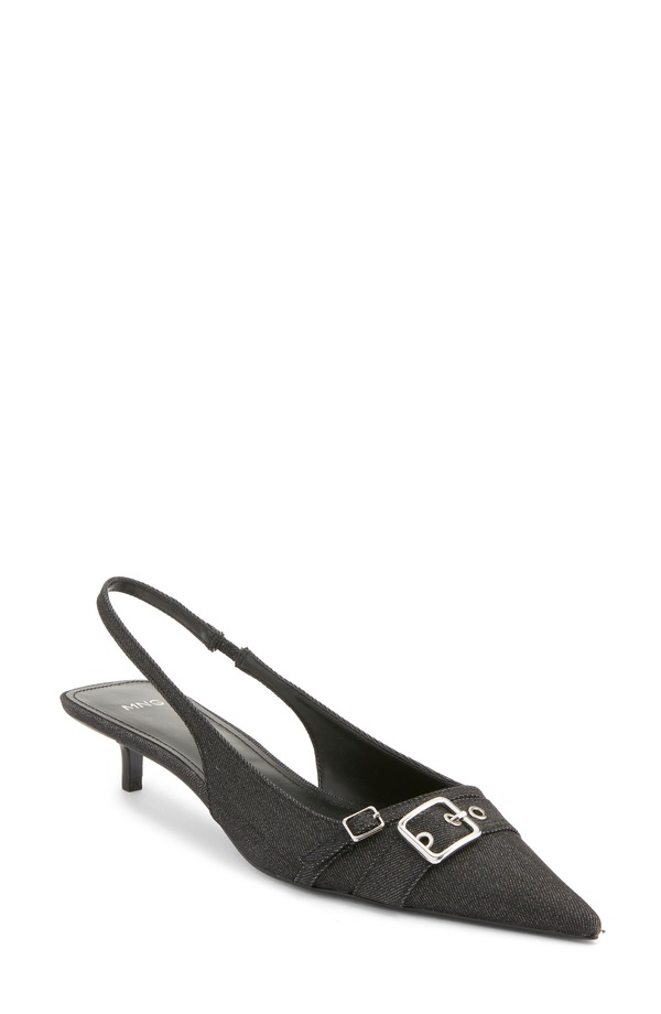 マンゴ レディース シューズ ヒール MANGO Mecha Kitten Heel Pointed Toe Pump Navy ネイビー