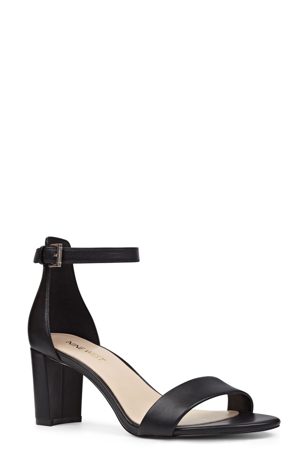 ナインウェスト レディース シューズ ヒール サンダル アンクル Nine West Pruce Ankle Strap Sandal Black Patent ブラック|ReVida 店
