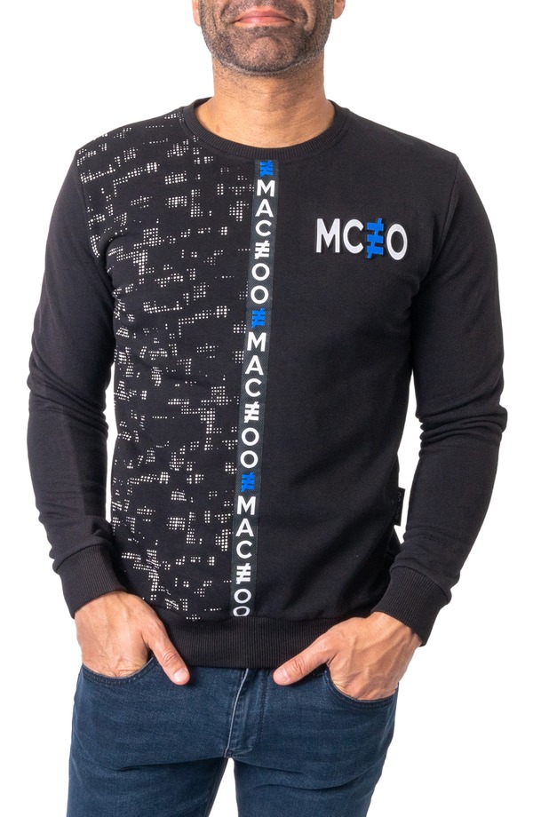 マセオ メンズ アウター パーカー・スウェット スウェーター 綿織物 グラフィック Maceoo Future Black Stretch Cotton Graphic Sweater Black 黒いこと