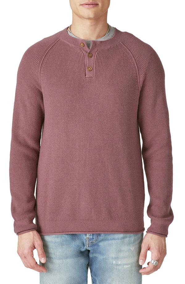 ラッキーブランド メンズ アウター パーカー・スウェット スウェーター Lucky Brand Cloud Soft Henley Sweater Huckleberry