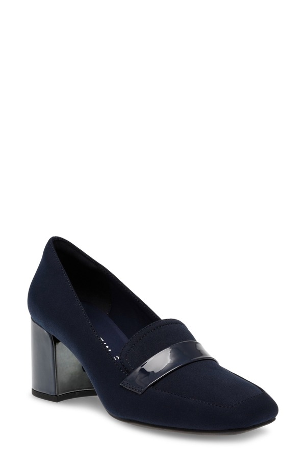 アンクライン レディース シューズ ヒール Anne Klein Telepathy Pump Navy Stretch ネイビー|ReVida 店