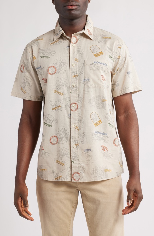 ペンドルトン メンズ トップス シャツ プリント コットン Pendleton Shoreline National Park Print Short Sleeve Cotton Button-Up Shirt Parks Tan タン 20,705円