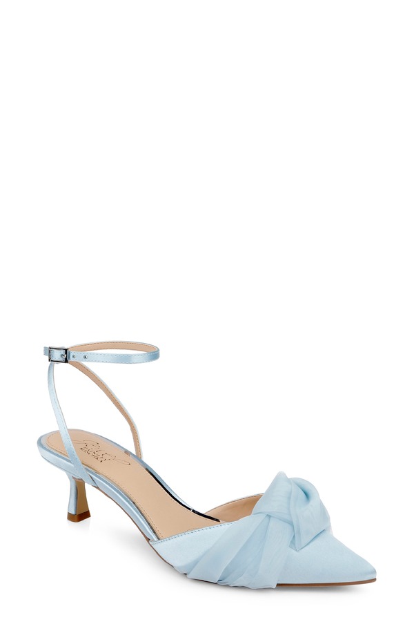 ジュウェルダグレイミシュカ レディース シューズ ヒール アンクル Jewel Badgley Mischka Favor Ankle Strapointed Toe Kitten Heel Pump Sky Blue ブルー 19,156円