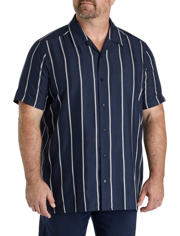 ペリーエリス メンズ トップス シャツ トール Perry Ellis Big & Tall Striped Sport Shirt Dark Sapphire サファイア