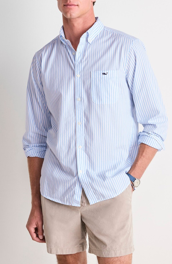ヴァインヤードヴァインズ メンズ トップス シャツ コットン ダウン vineyard vineseabird Striperfect Wash Classic Fit Cotton Button-Down Shirt Jake Blue ブルー