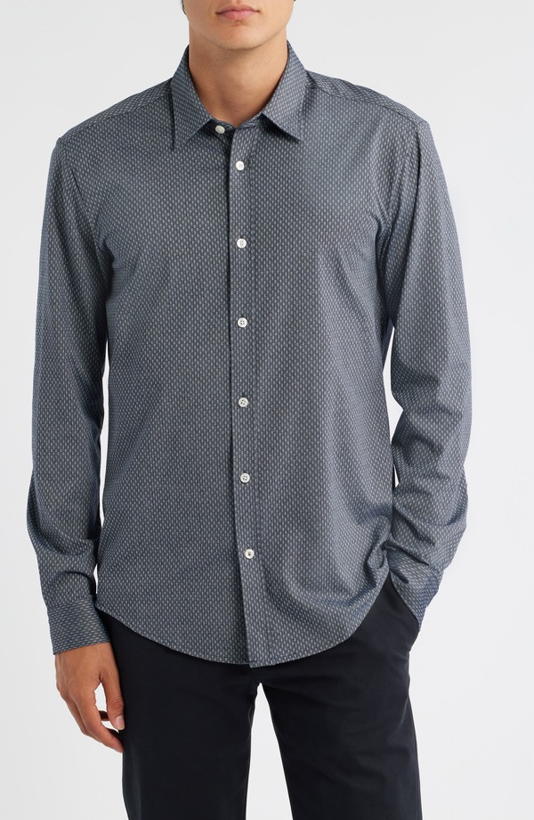 ボス メンズ トップス シャツ スリムフィット BOSS Roan Kent Slim Fit Button-Up Shirt Navy ネイビー