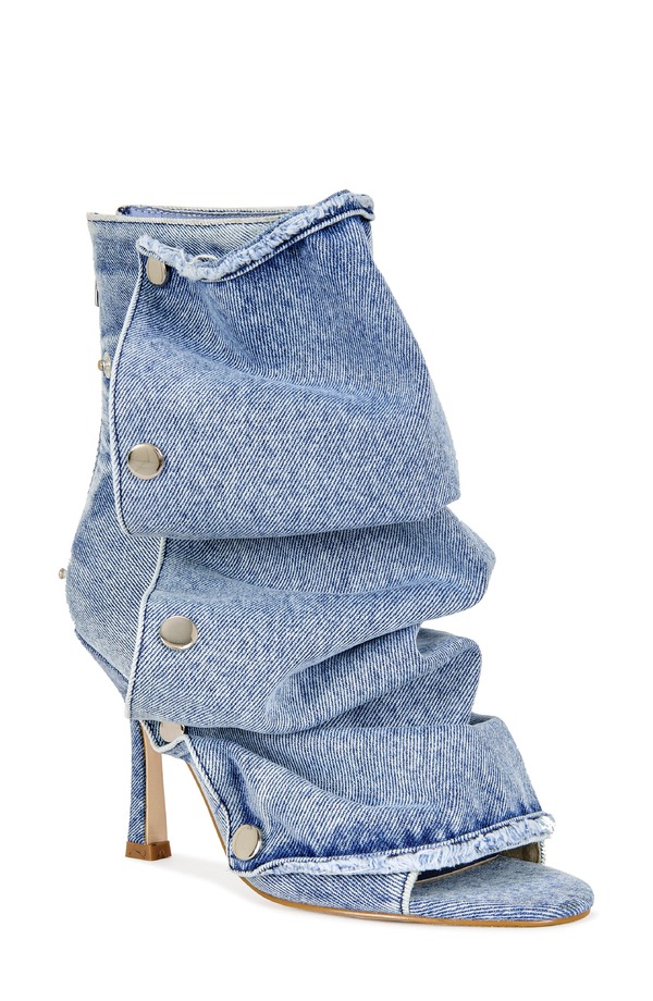 アザレア ワン レディース シューズ ブーツ・レインブーツ AZALEA WANG Birdsong Open Toe Bootie Light Denim デニム