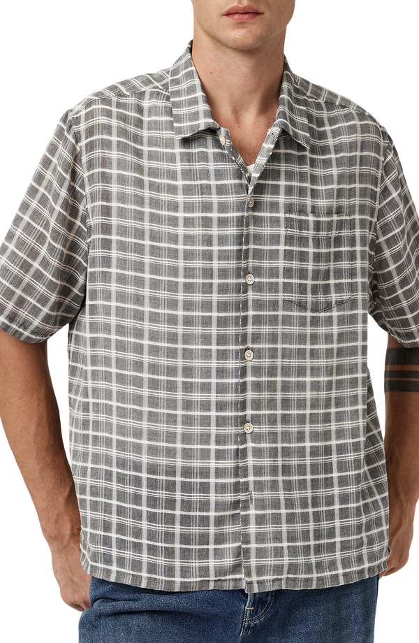 オールセインツ メンズ トップス シャツ コットン AllSaintsandy Cotton Button-Up Shirt Ebony Grey グレー