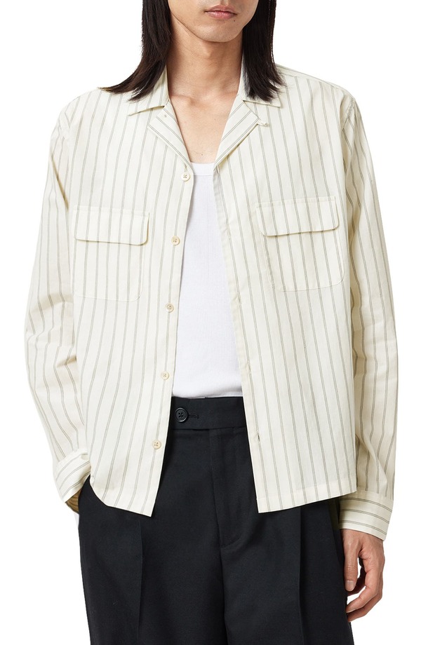 オールセインツ メンズ トップス シャツ AllSaintstanley Stripe Button-Up Shirt Soap White ホワイト