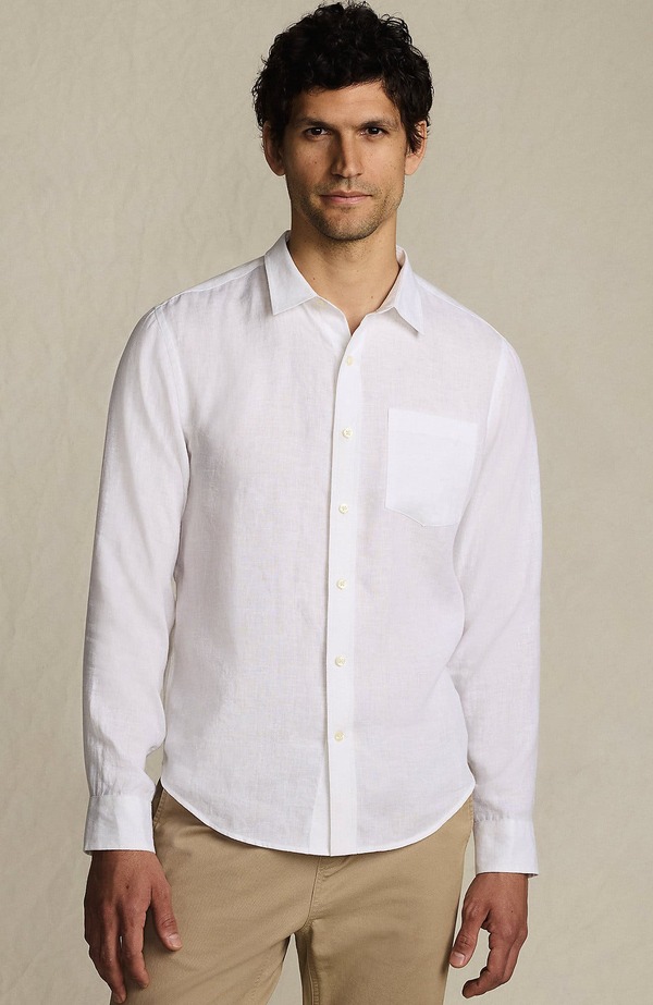 ランズエンド メンズ トップス シャツ リネン Lands' End Long Sleeve Linen Shirt White ホワイト