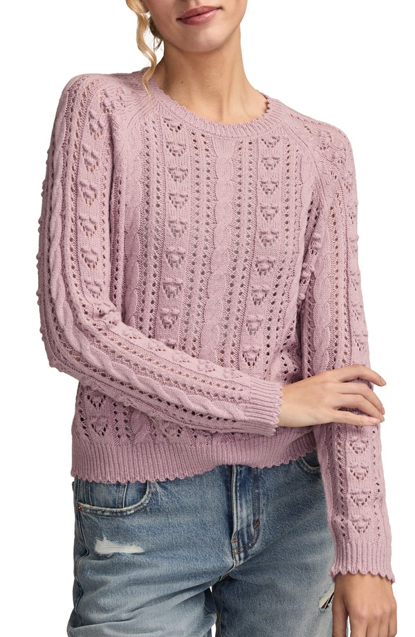 ラッキーブランド レディース アウター パーカー・スウェット セーター Lucky Brand Pointelle Sweater Dawn Pink ピンク｜ReVida 店