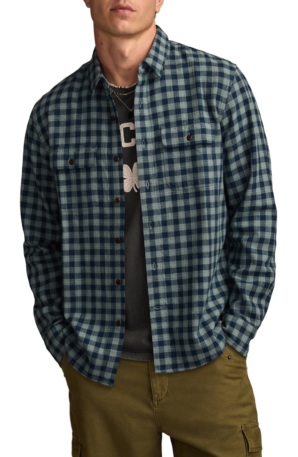 ラッキーブランド メンズ トップス シャツ Lucky Brand Humboldt Plaid Twill Utility Shirt Green Multi グリーン