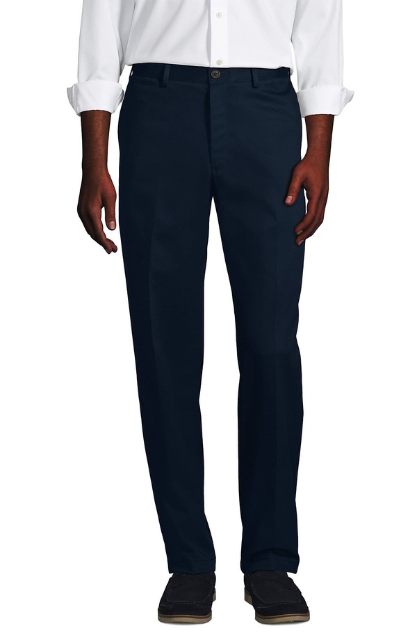ランズエンド メンズ ボトムス カジュアルパンツ Lands\' End Prehem Comfort Waist No Iron Chino Pants Radiant Navy ネイビー