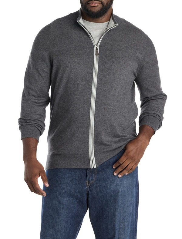 ナウティカ メンズ アウター パーカー・スウェット モックネック トール スウェーター Nautica Big \u0026 Tall Mockneck Zip-Front Sweater Charcoal Heather 濃灰色