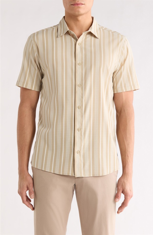 ローアク メンズ トップス シャツ Roark Bless Up Short Sleeve Button-Up Shirt Beige Stripe ベージュ 20,985円