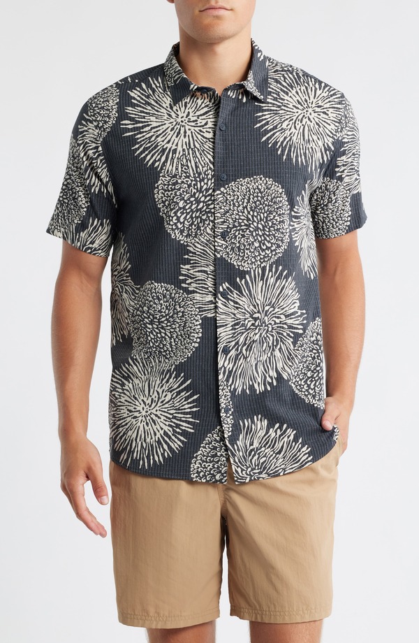 ローアク メンズ トップス シャツ Roark Bless Up Short Sleeve Button-Up Shirt Black Floral ブラック