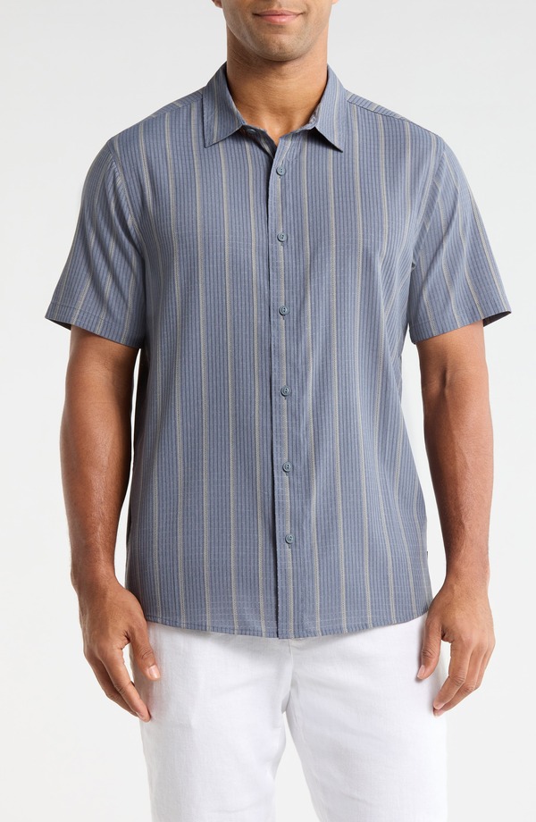 ローアク メンズ トップス シャツ Roark Bless Up Short Sleeve Button-Up Shirt Neptune