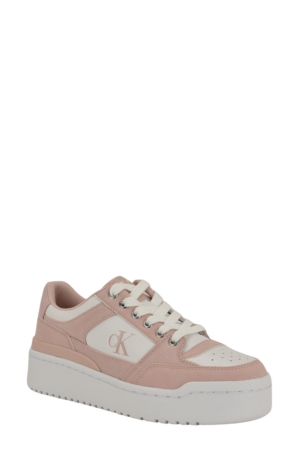 カルバンクライン レディース シューズ スニーカー プラットフォーム Calvin Klein Alondra Platform Sneaker Light Pink Denim/ White ホワイト｜ReVida 店