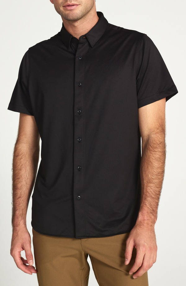 セブンダイヤモンド メンズ トップス シャツ 7 Diamonds Owen Solid Short Sleeve Performance Button-Up Shirt Black ブラック