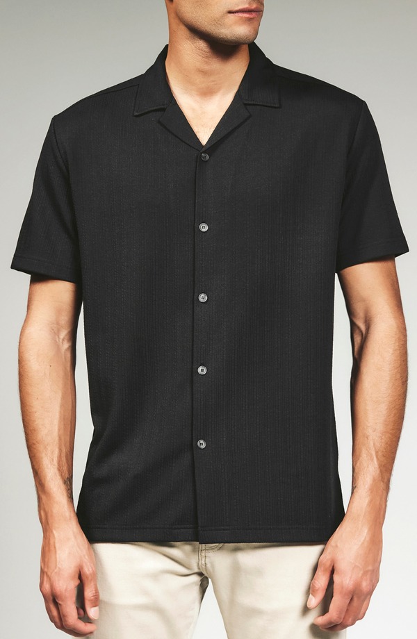 セブンダイヤモンド メンズ トップス シャツ リブニット 7 Diamonds Vaugh Rib Knit Camp Shirt Black ブラック
