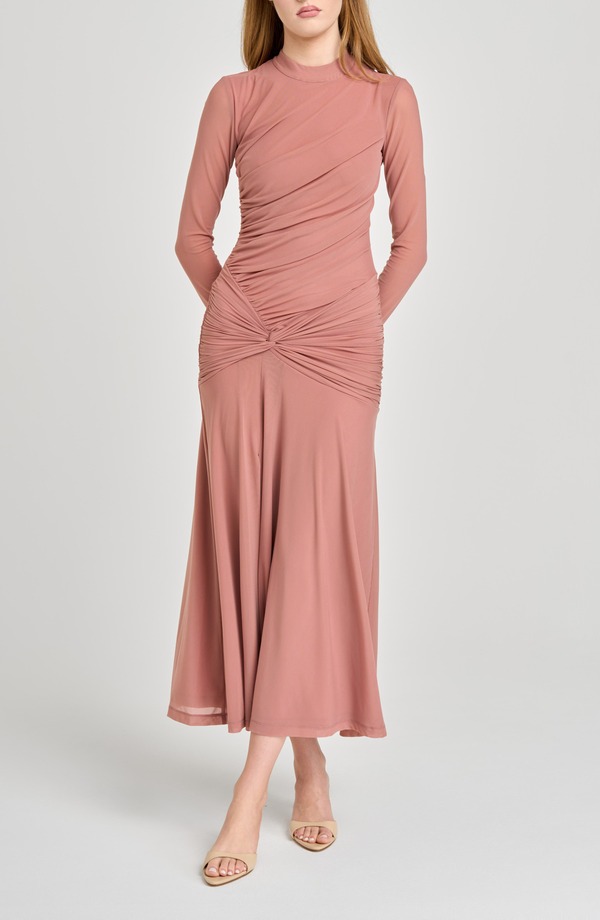 ワイフ レディース トップス ワンピース ギャザー WAYF Selene Ruched Long Sleeve Dress Rose