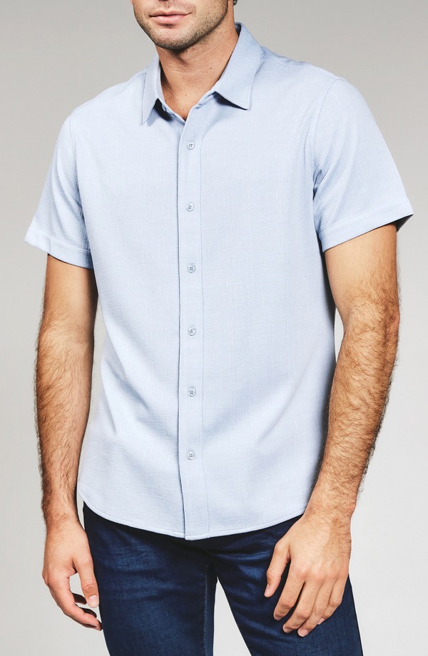 セブンダイヤモンド メンズ トップス シャツ ニット 7 Diamonds Camino Short Sleeve Knit Button-Up Shirt Dusty Blue ブルー