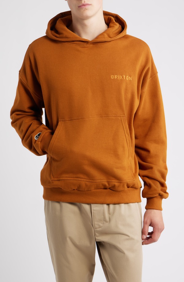 ブリクス英トン メンズ アウター パーカー・スウェット 刺しゅう ロゴタイプ Brixton Oversizembroidered Logo Heavyweight Hoodie Rusticaramel