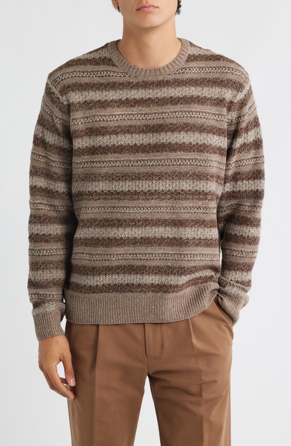 ブリクス英トン メンズ アウター パーカー・スウェット 労働者の一団素っ首 スウェーター Brixton Midnight Stripe Crewneck Sweater Multi Neutral Stripe マルチ色つや