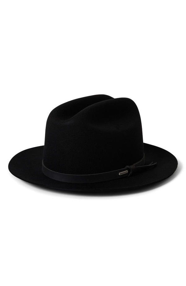 ブリクストン メンズ アクセサリー 帽子 ウール Brixton Hitch Ranch Wool Felt Fedora Black/ Black ブラック｜ReVida 店