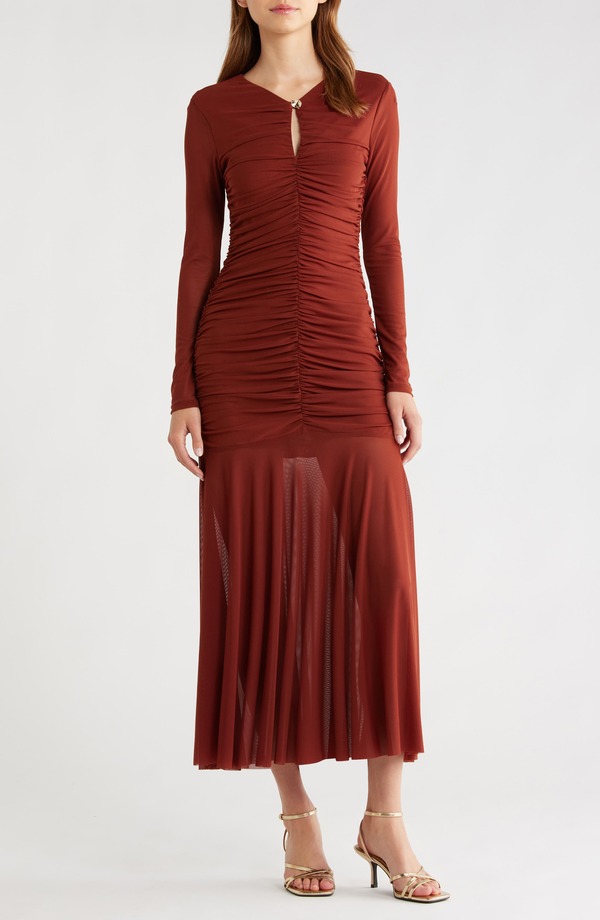 アストール レディース トップス ワンピース ミディ ASTR the Label Yasmine Long Sleeve Midi Dress Rust ラスト